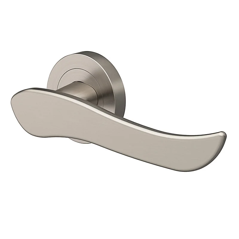Ensemble poignée sur rosace rond à visser GoodHome Armel effet nickel satin gris Ø50mm avec Gâche Incluse