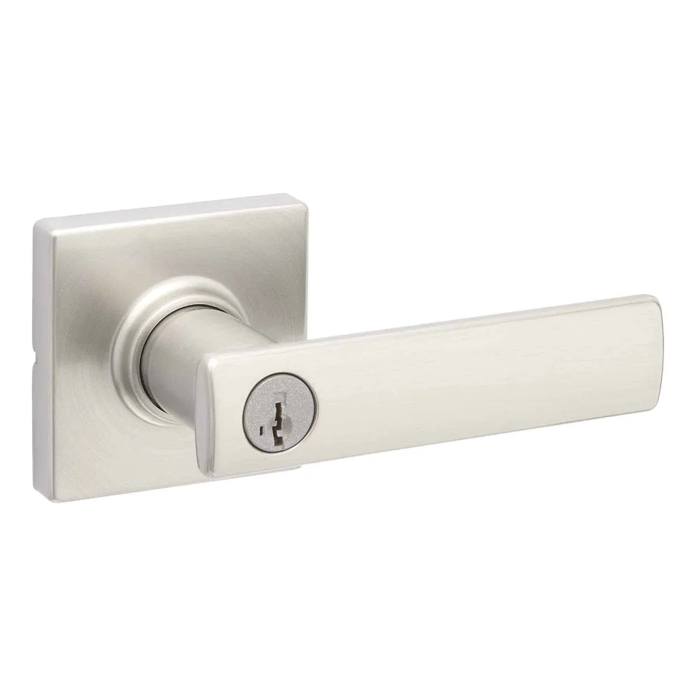 Poignée de porte à majeur à levier Breton, nickel satiné pour porte d'entrée