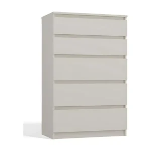 ASTER T5 | Commode contemporaine chambre/salon/bureau 40x70x112 écru | 5 tiroirs | Meuble de rangementent | Chiffonier