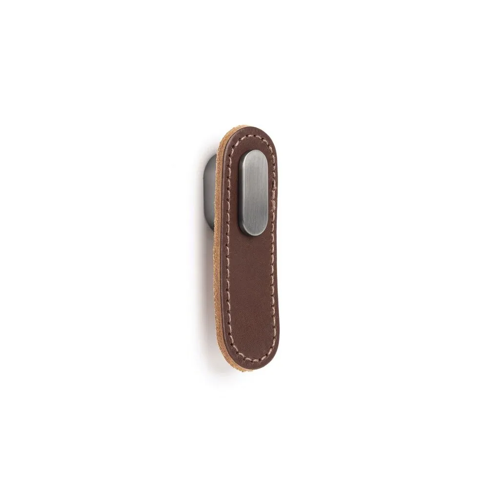 Support de tablette Bouton Oblong 0507 cuir Cuir noir / pastille dorée brossé