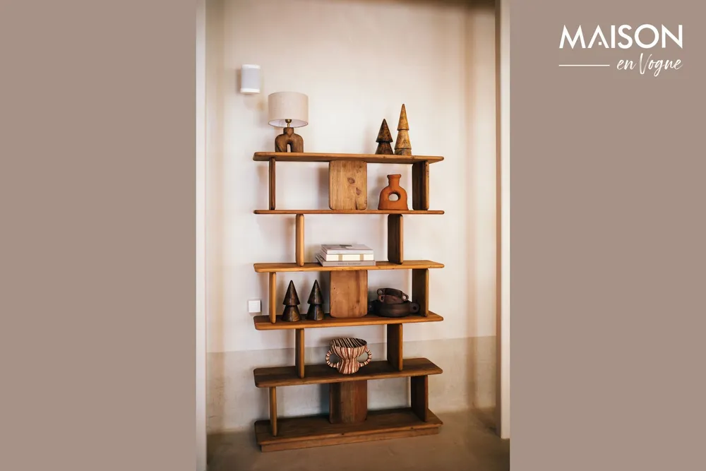 Petite lampe en bois marron Lampedusa Pomax - 38cm Résistant aux intempéries