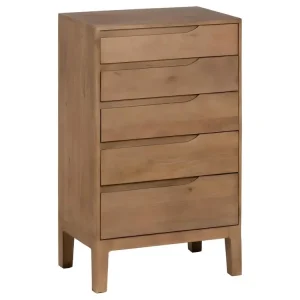 Chiffonnier 5 tiroirs Bois/Rotin - BISCUIT en Acier galvanisé
