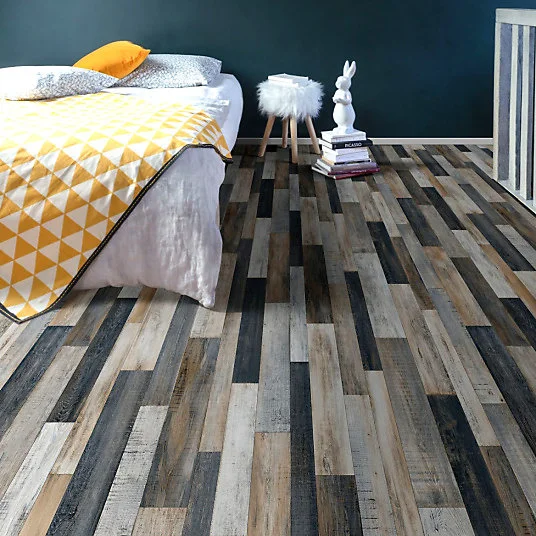 Barre de douche Sol Vinyle Link Plus - Imitation parquet irisé ténébreux - Surface brillante - Rouleau de 4m x 5m