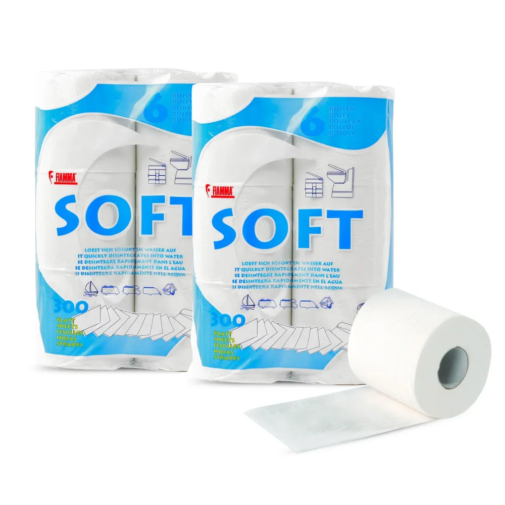 Fiamma Soft Toilettenpapier, 12 Rollen, speziell für Campingtoiletten