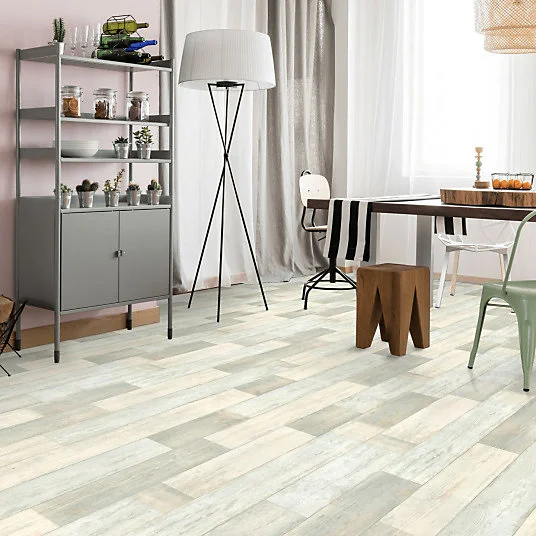Sol Vinyle First - Imitation parquet classique blanchi - Rouleau de 4m x 10m - Installation Facile