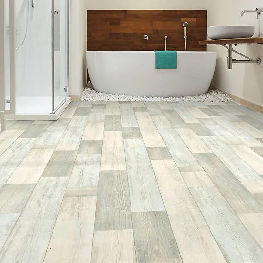 Sol Vinyle First - Imitation parquet classique blanchi - Rouleau de 4m x 10m - Installation Facile