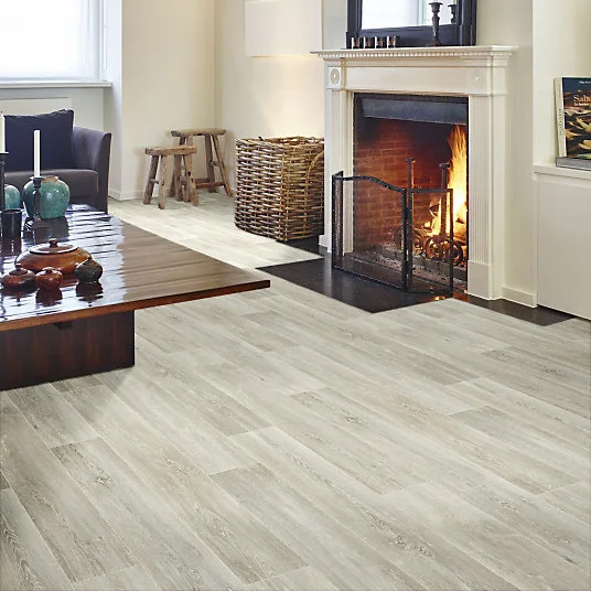Sol Vinyle Interior - Imitation parquet - Chêne scandinave blanchi - Rouleau de 3m x 25m en acier inoxydable