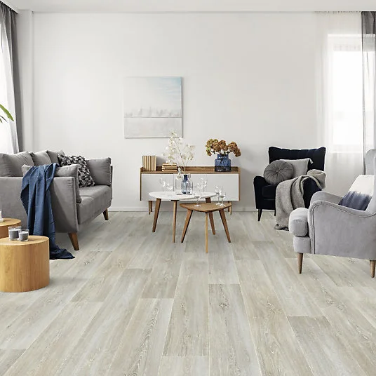 Sol Vinyle Interior - Imitation parquet - Chêne scandinave blanchi - Rouleau de 3m x 25m en acier inoxydable