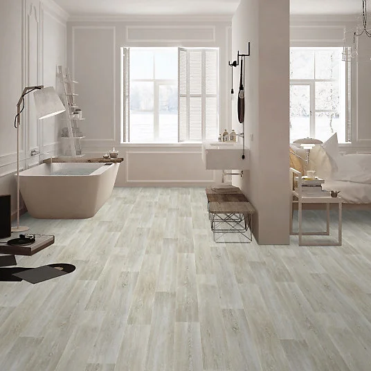 Sol Vinyle Interior - Imitation parquet - Chêne scandinave blanchi - Rouleau de 3m x 25m en acier inoxydable