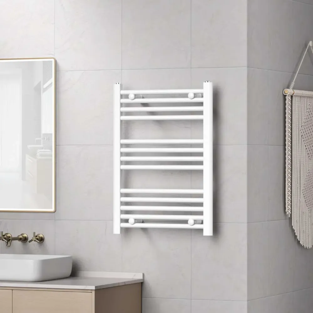 Barre de douche Radiateur sèche-serviettes de salle de bain hydraulique 1510x600 mm entraxe 550 mm en acier peint blanc