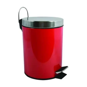 Poubelle à pédale Inox 5L Rouge MSV pour salle d'eau