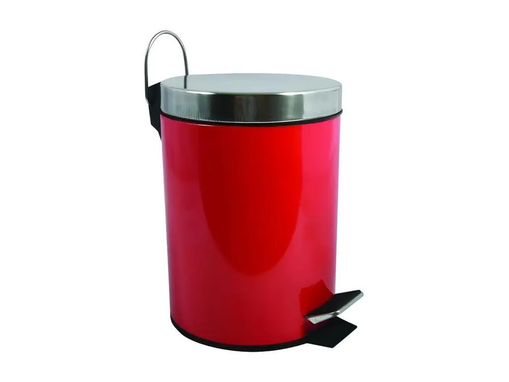 Poubelle à pédale Inox 5L Rouge MSV pour salle d'eau