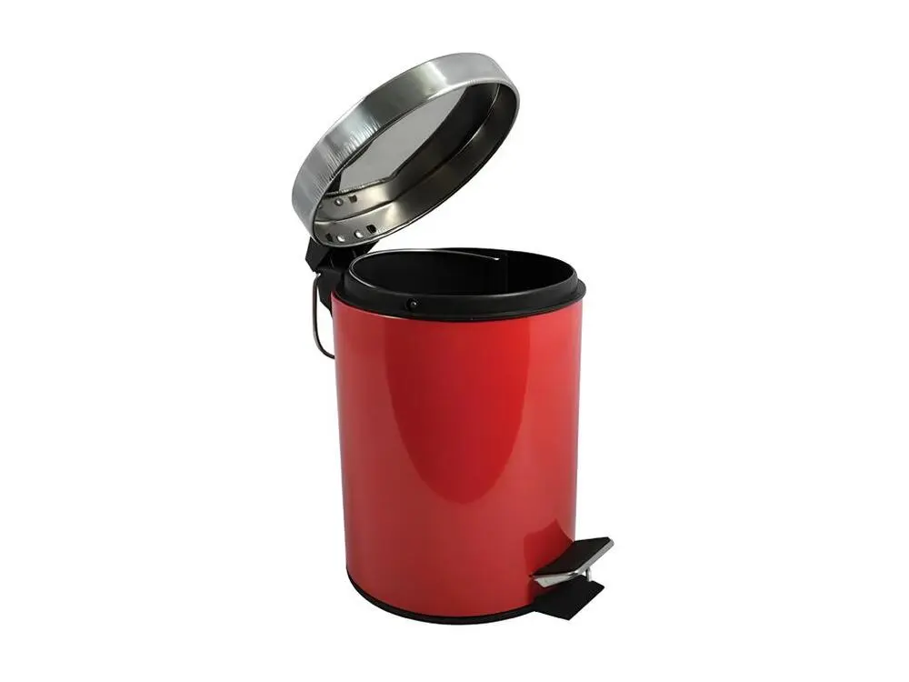 Poubelle à pédale Inox 5L Rouge MSV pour salle d'eau