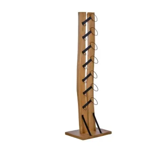 Boîte de rangement Porte bouteille H. 146 cm en bois de teck avec 7 supports métal - VINO
