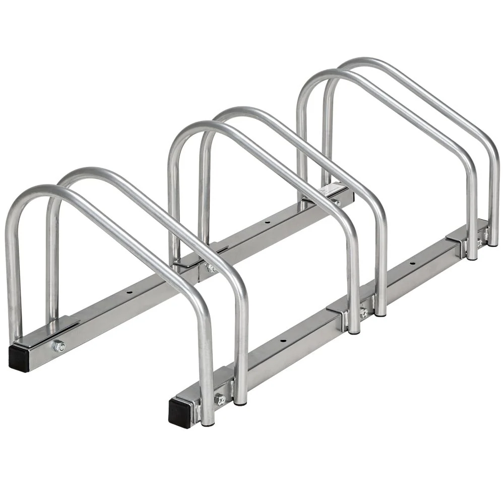 Panneau perforé Système support range porte vélo râtelier inclinable 3 vélos garage pratique au sol ou mural acier 3408208