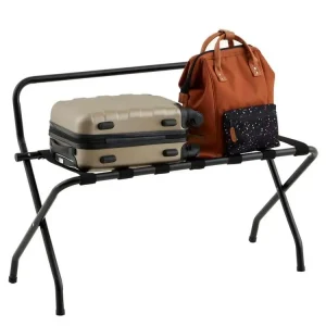Porte-valise VALISE en métal noir, support-bagages accessoire de chambre hôtel pour sac de voyage et valise - Installation...