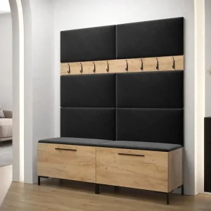 Meuble d'entrée Hartford F101, 196x168x46cm, Craft chêne, Stratifié|Tapisserie