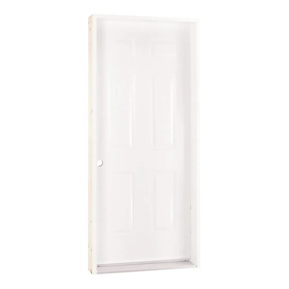 Porte blanche en acier B01 à ouverture à droite vers l'intérieur, 32'' x 80"