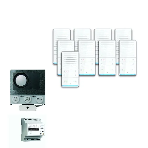 Système de commande de porte audio TCS : pack installation pour 9 unités résidentielles avec haut-parleur intégré ASI12000...