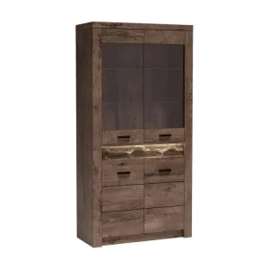 Vitrine Stanton C101, Chêne sombre, Avec des portes, Le nombre de portes: 4.00, 192x93cm