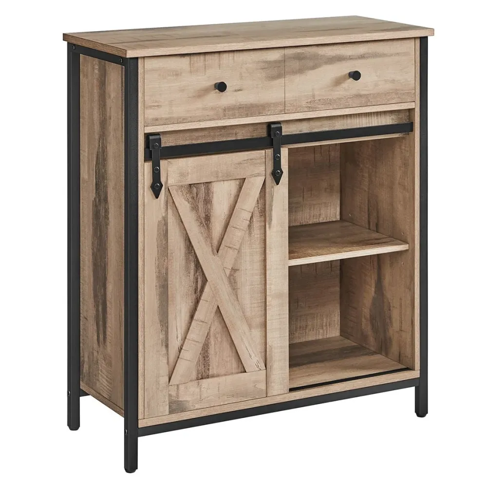 Meuble de rangement buffet placard de cuisine commode avec porte 30 x 70 x 80 cm coulissante imitation grange style indust...