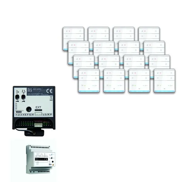 Système de commande de porte audio TCS : pack installation pour 16 unités résidentielles avec haut-parleur intégré ASI1200...