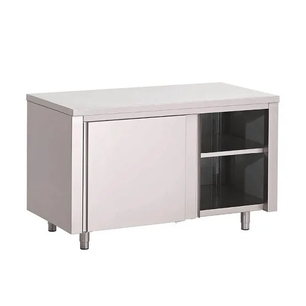 Table de travail Gastro M avec étagère et portes coulissantes 100cm de long GN149 acquérir à bas prix