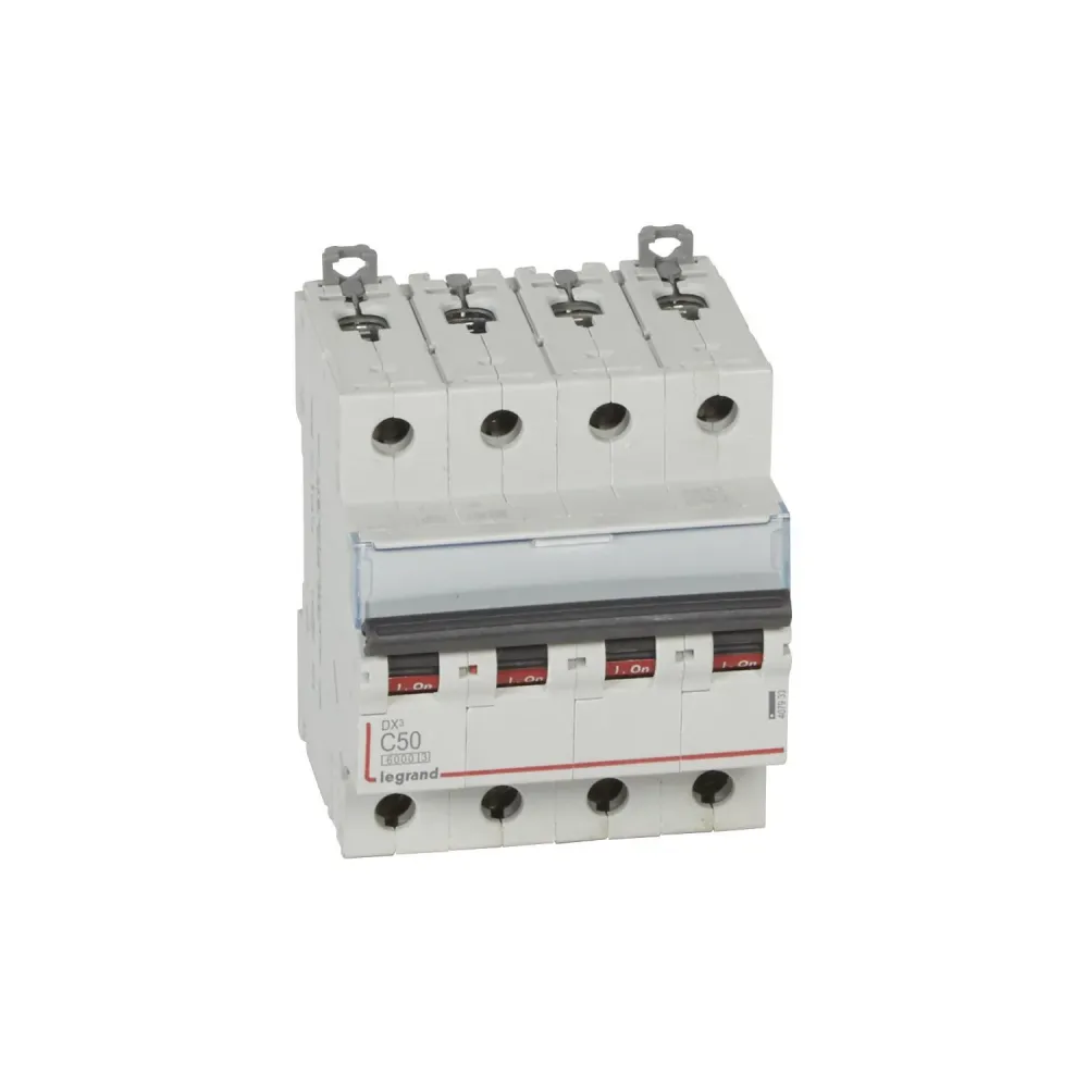 Haute Qualité Disjoncteur LEGRAND DX³ 4P Tertiaire Courbe C 50A 6/10kA 407933