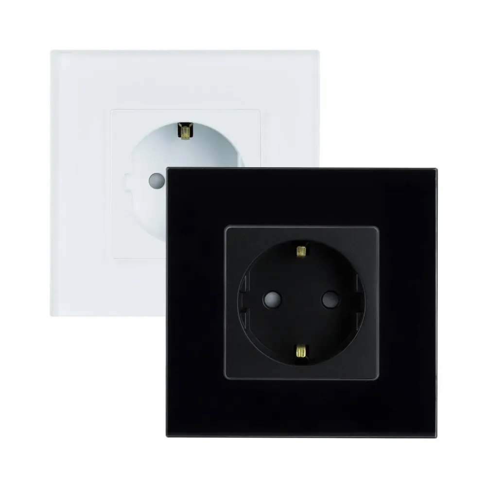 Étanche IP44 Prise électrique Schuko Type F munie de plaque cristalline contemporaine