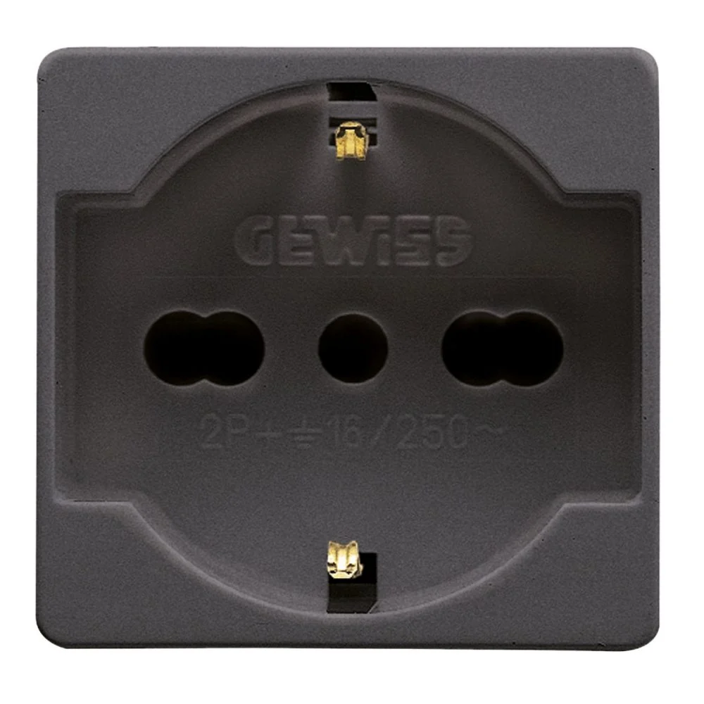 PRESA CONVENTIONNEL ITALIANA/TEDESCA 250V 2P+T 16A BIVALENTE P40 2M NERA GEWISS GW21246 avec Certificat NF
