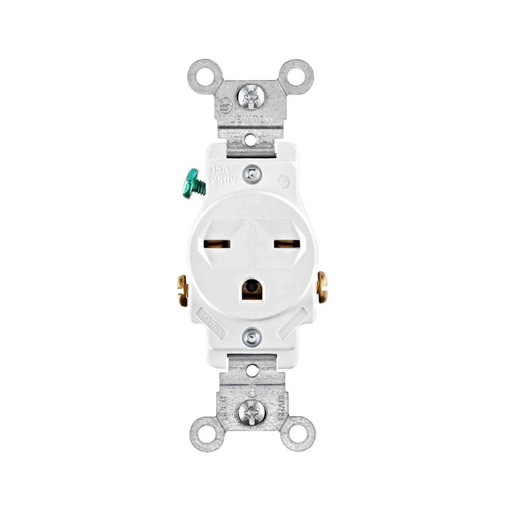 Prise simple de 15 / 250 V, blanc