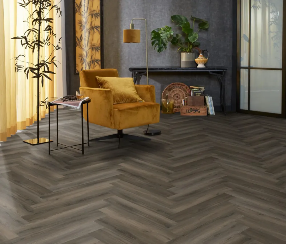 Floorlife Yup Herringbone Paddington Dark Grey Dryback VINYLE