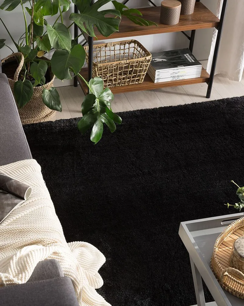 Vloerkleed tissu synthétique zwart 160 x 230 cm EVREN