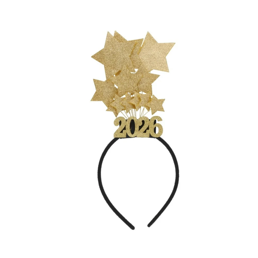 Serre-Tête 2026 Doré – Étoiles Festives & Brillantes