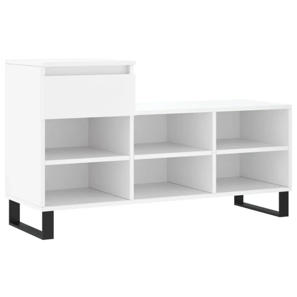 Armoire à chaussures range chaussures rangement meuble entrée couloir salon 102 x 36 x 60 cm bois d'ingénierie blanc 02_00...