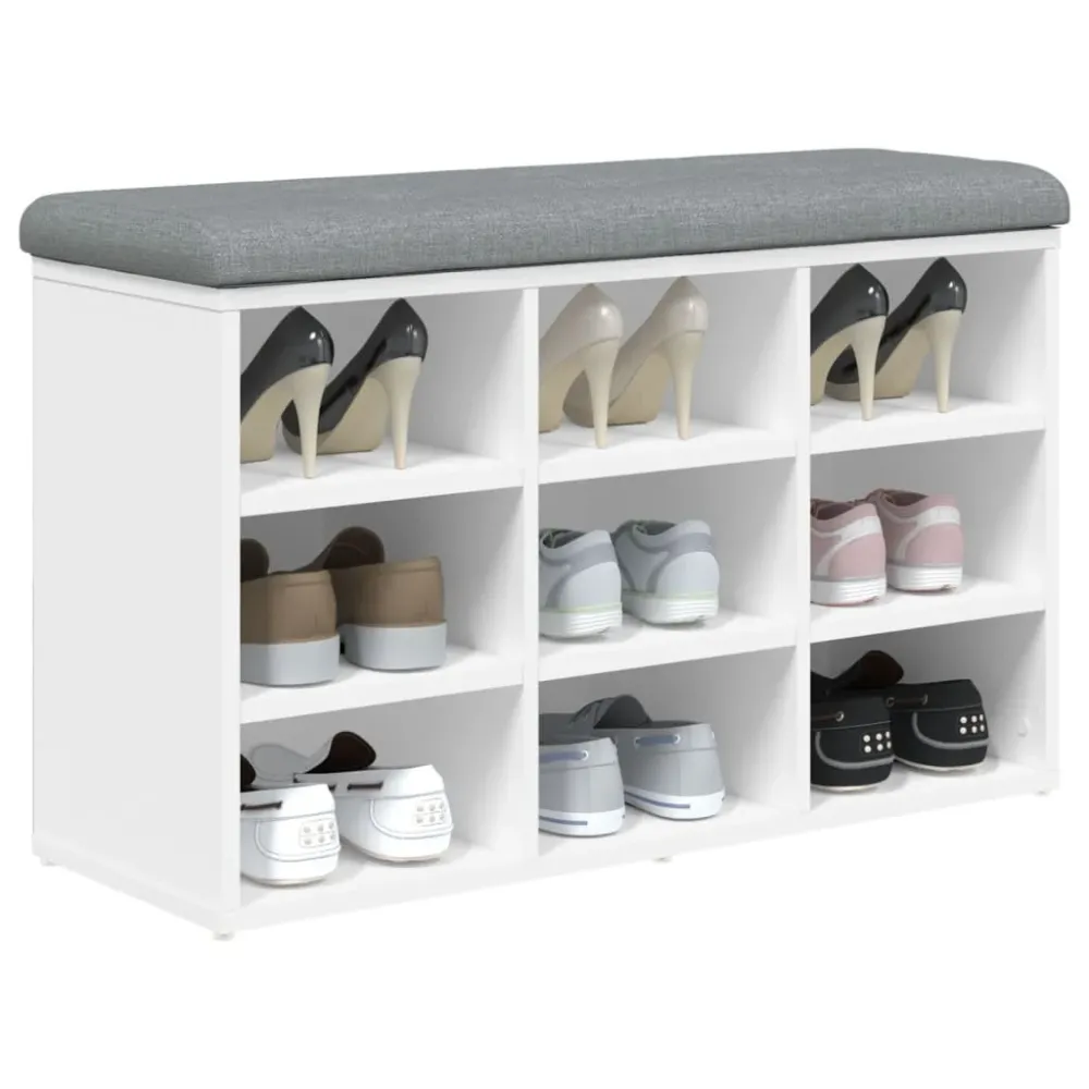 Banc de rangement à chaussures blanc 82 x 32 x 50 cm bois d'ingénierie blanc DEC024832