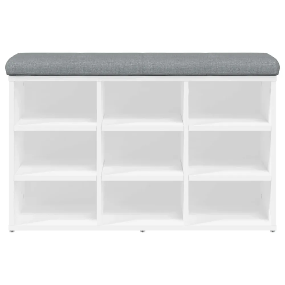 Banc de rangement à chaussures blanc 82 x 32 x 50 cm bois d'ingénierie blanc DEC024832