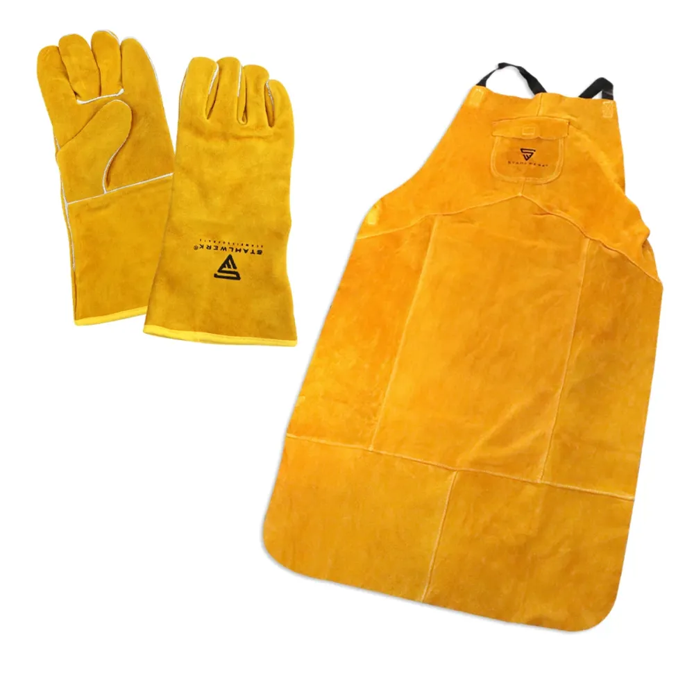 Ensemble de vêtements de protection de soudage en acier - tablier de soudage + gants de soudage gros