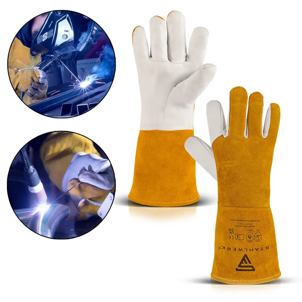 Gants de protection de soudage en acier des acièmes en cuir / protecteurs réels / chaleur et résistant au feu / résistants...