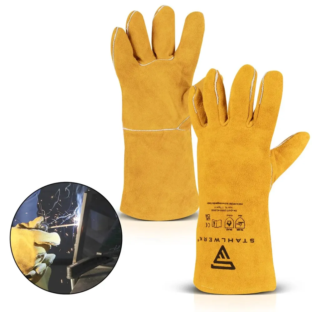 Glants de protection de soudage en acier des aciéries en cuir effectif vêtements / gants de protection en cuir / protecteu...