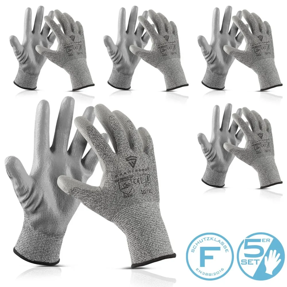 Steelworks Schnittschutz Gants 5 Set XL Protection Class F EN388: 2016 Gants de travail | Chaussures de main de montage |...