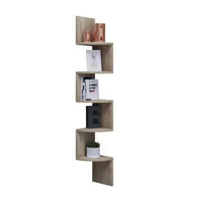 Mintis Étagère, Étagère d'angle avec 5 espaces d'exposition, imitation chêne Sonoma. pour Étagère en bois