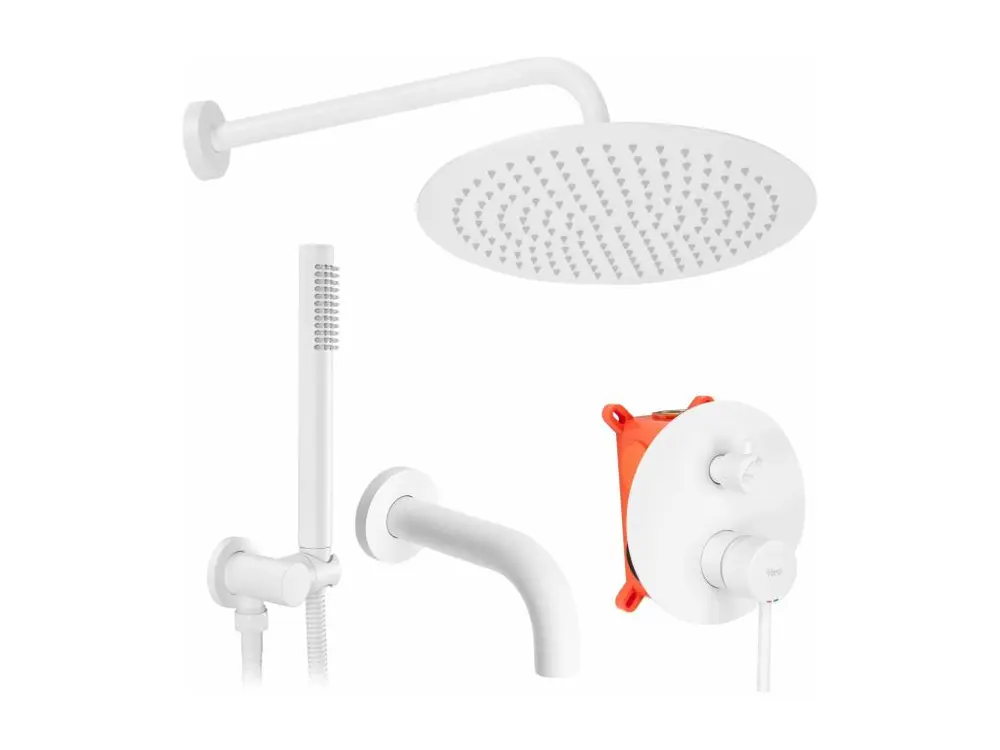 KIT DE DOUCHE-BAIGNOIRE ENCASTRÉ REA LUNGO BLANC PUR + BOX