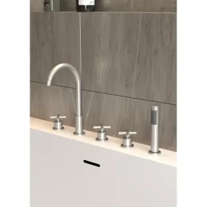 Robinet à détection Robinet mélangeur bain-douche 5 trous sur plage Nickel brossé - Corbeau