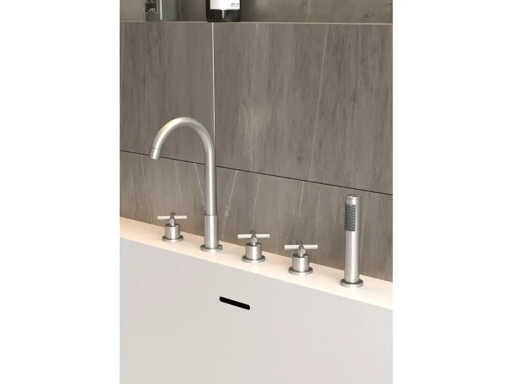 Robinet à détection Robinet mélangeur bain-douche 5 trous sur plage Nickel brossé - Corbeau