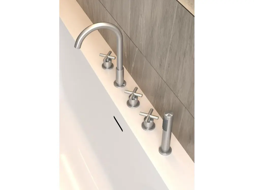 Robinet à détection Robinet mélangeur bain-douche 5 trous sur plage Nickel brossé - Corbeau