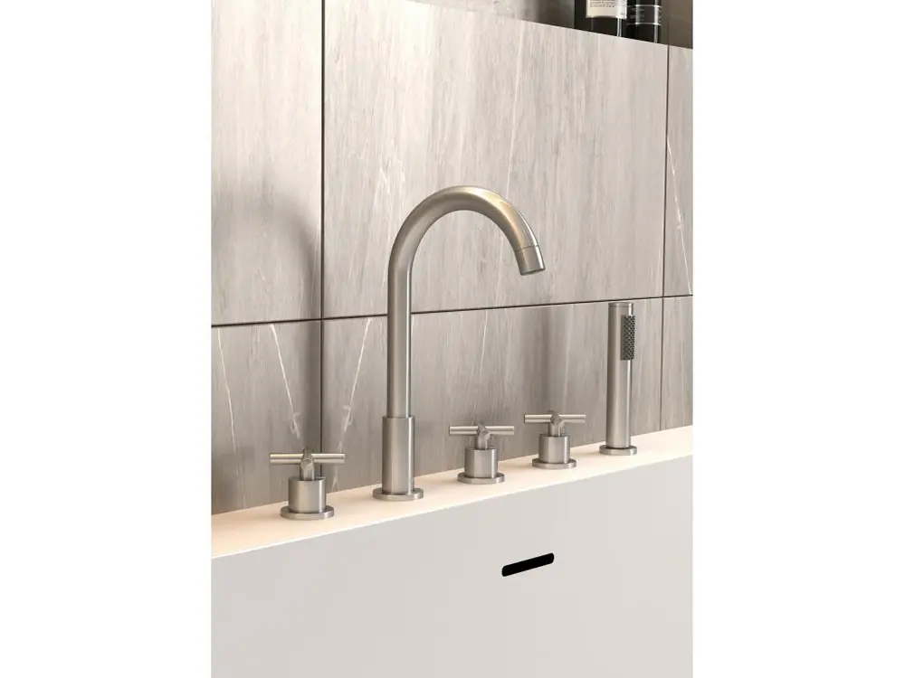 Robinet à détection Robinet mélangeur bain-douche 5 trous sur plage Nickel brossé - Corbeau