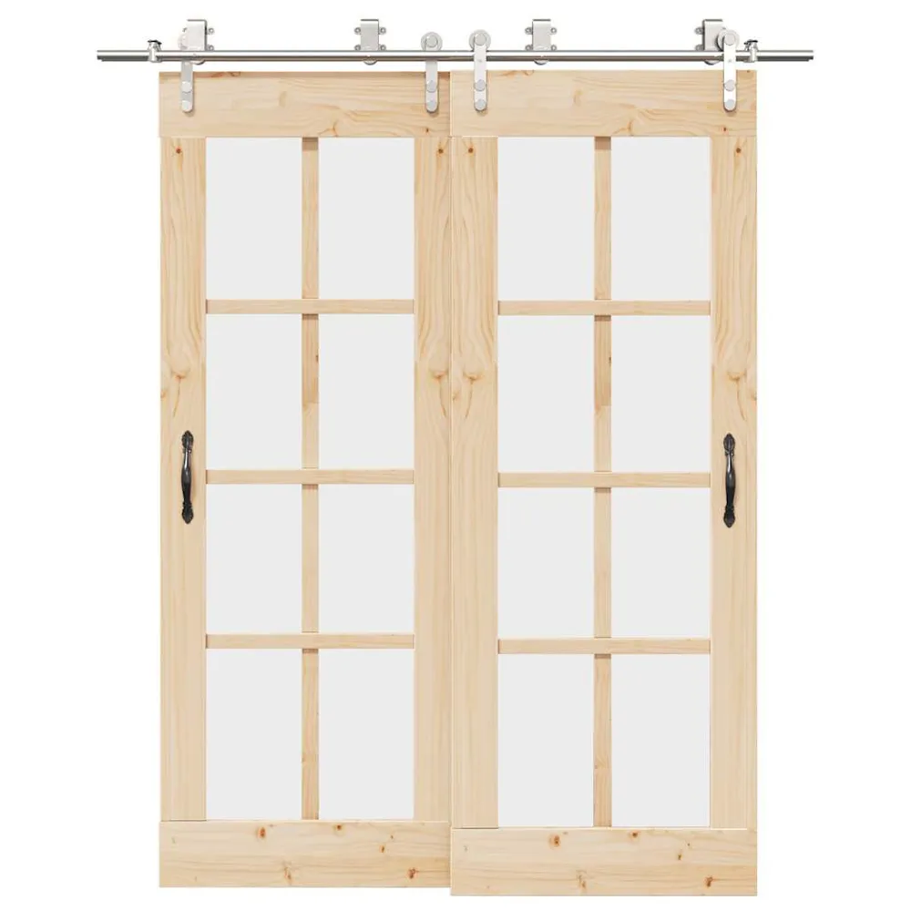 Béquille de porte Kit fixation porte coulissante 183 cm Acier inoxydable Argenté