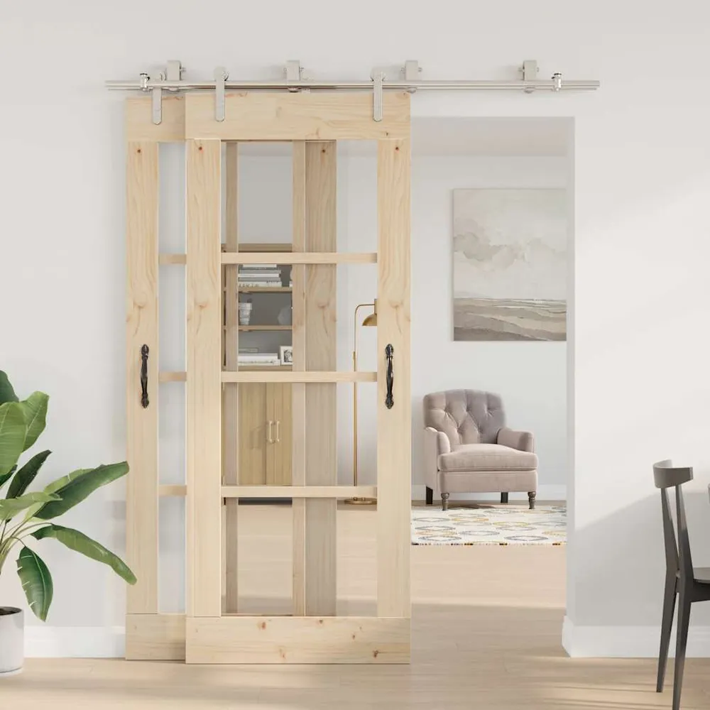 Béquille de porte Kit fixation porte coulissante 183 cm Acier inoxydable Argenté