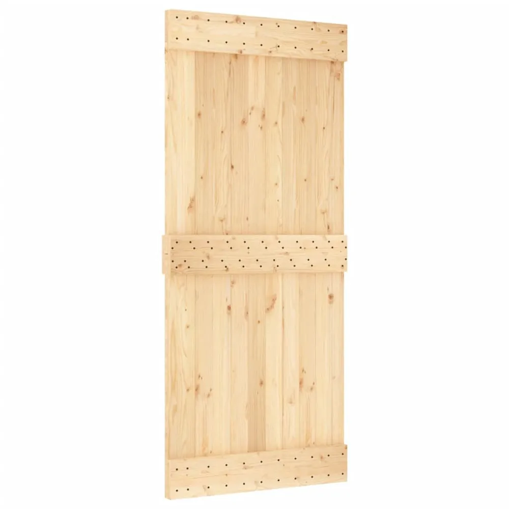 Certifié NF Porte coulissante et kit de quincaillerie 90x210 cm pin massif